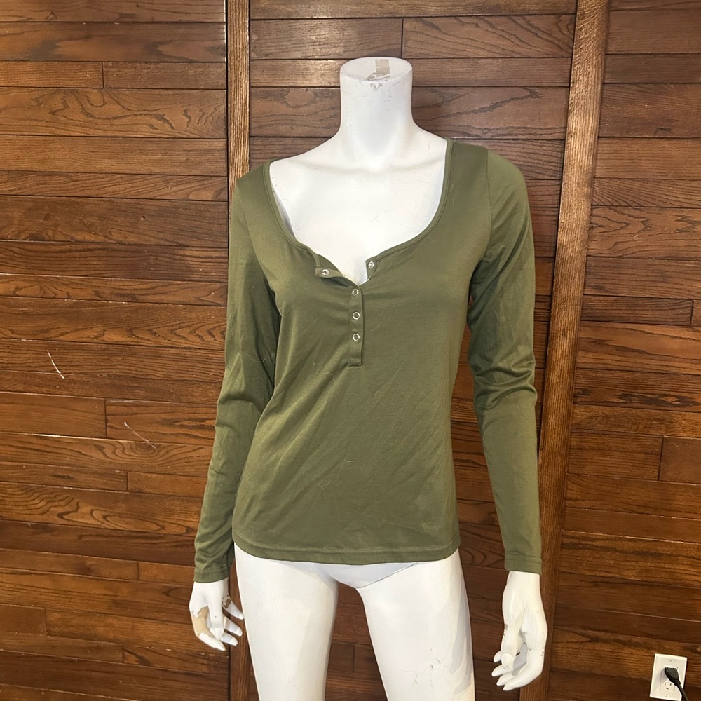 Shein. Size large. Olive Green Long Sleeve Women's Top